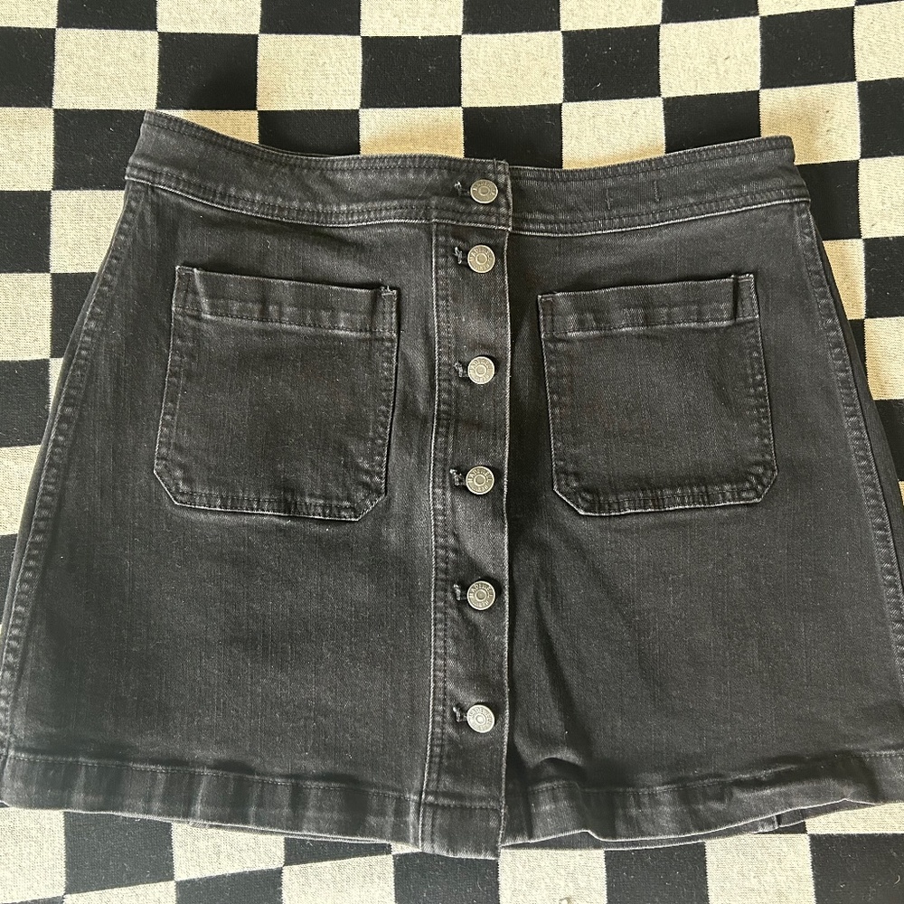 Madewell Stretch Denim A-Line Button Front Skirt - Size 12